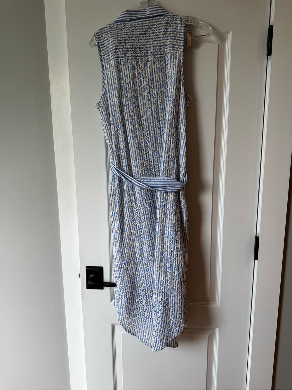 By Anthropology Sleeveless Blue & White Striped Shirt Dress with Tie Belt NWT - Picture 4 of 4